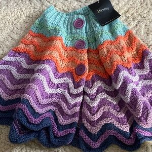 Lord & Taylor Colorful Chevron Knit Cape Girls (M)